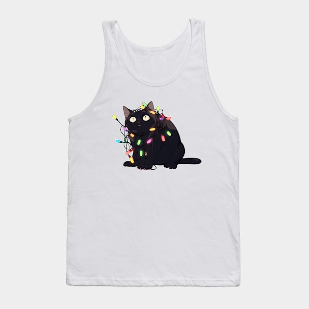 Christmas Cat in Christmas Lights Tank Top by Seraphine